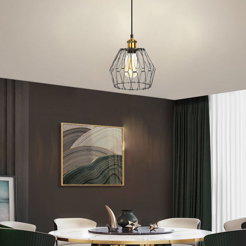 3 Lights Changeable Shape Iron Cage Retro Industrial Style Chandelier Design