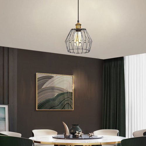 3 Lights Changeable Shape Iron Cage Retro Industrial Style Chandelier Design