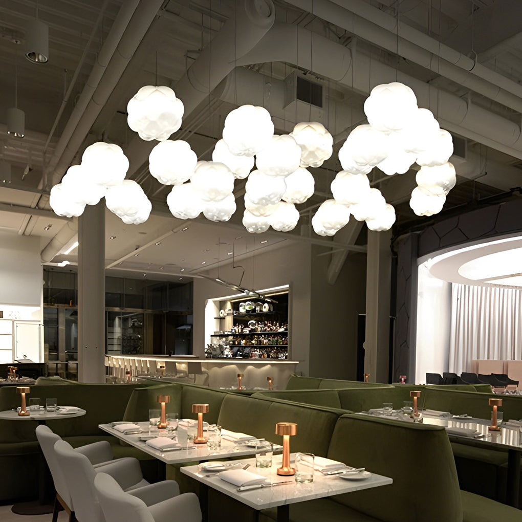 Creative Round Glass Clouds Shaped LED White Modern Chandelier Pendant Lighting