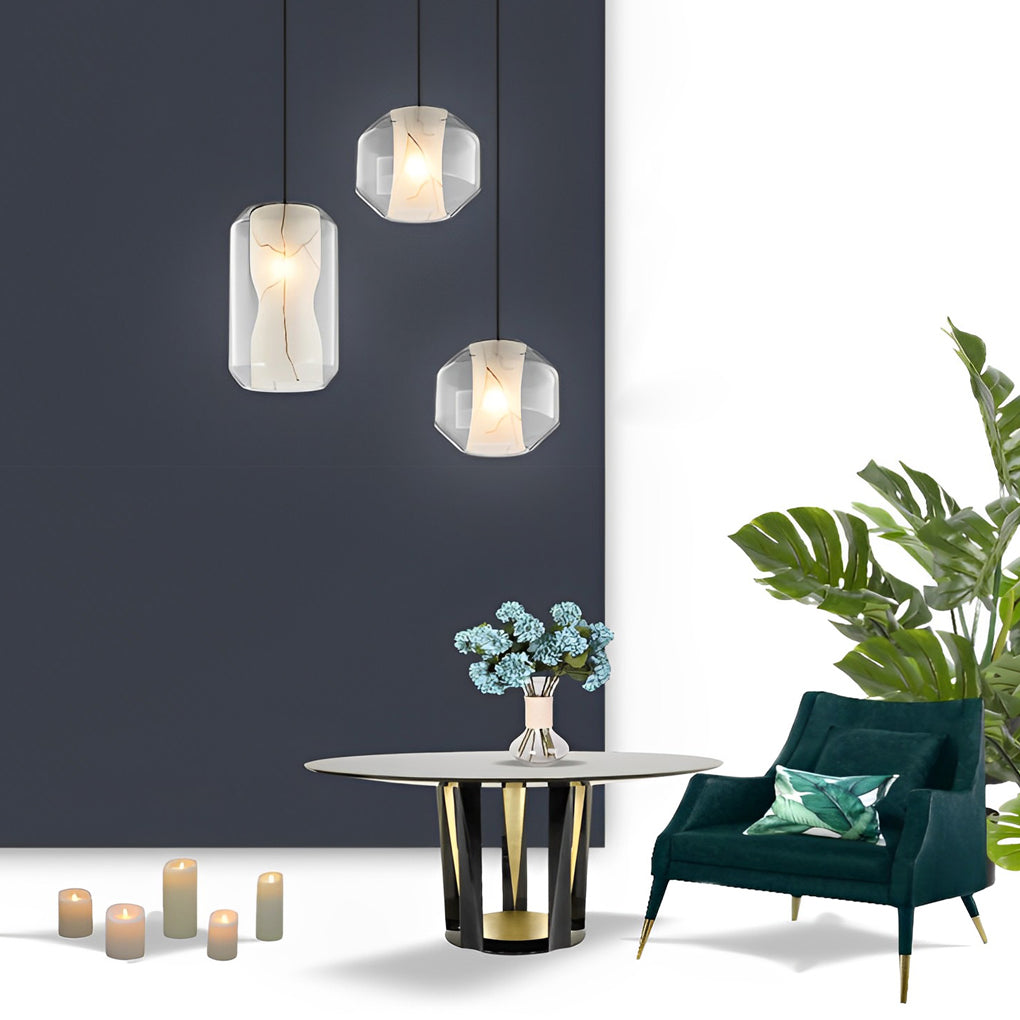 Double Glass Light Fixtureshade Creative Metal Post-Modern Pendant Lighting
