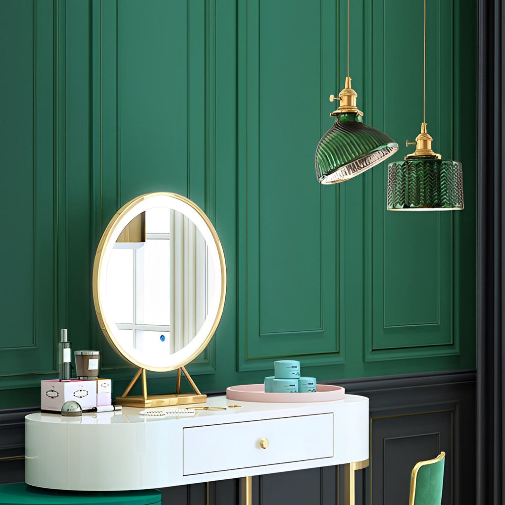 Creative Personality LED Copper Glass Green Retro Nordic Pendant Lightings