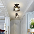 Wire Frame Lantern Outdoor Flush Mount Light Traditional LED Ceiling Light - Dazuma