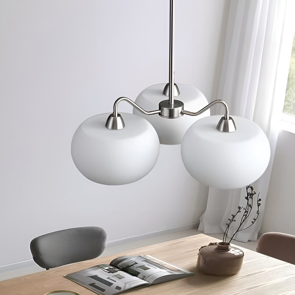 3 Lights Glass E27 White Vintage Chandelier Pendant Light Hanging Light Fixture