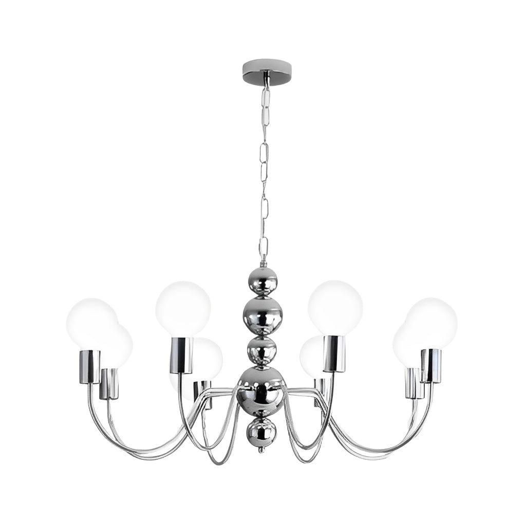 Iron Electroplating Glass Ball Shade Minimalist French Style Chandelier Design