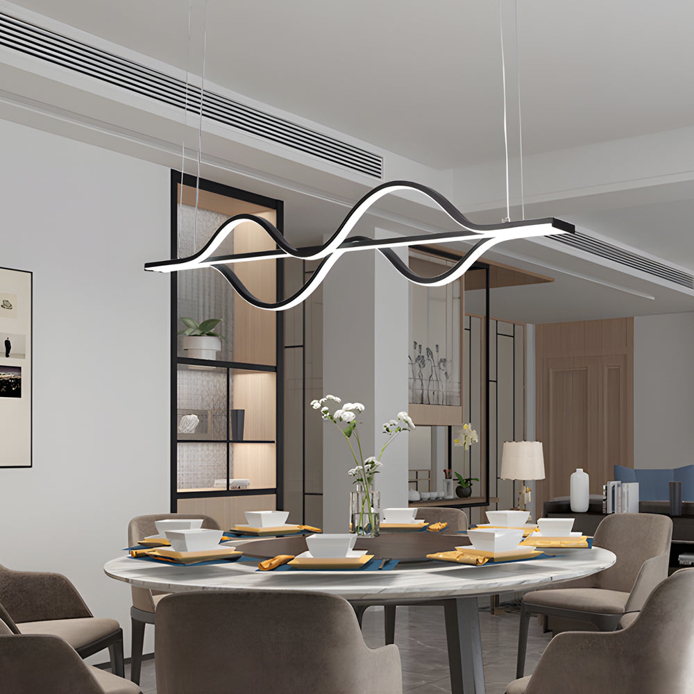 Simple Long Waves Lines 3 Step Dimming Modern Dining Room Chandeliers Design