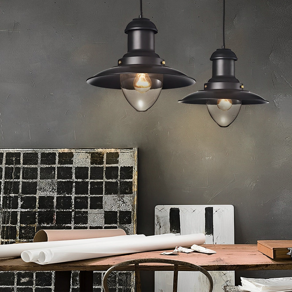Round Retro Metal Hat Industrial Style Small Chandelier Pendant Lightings