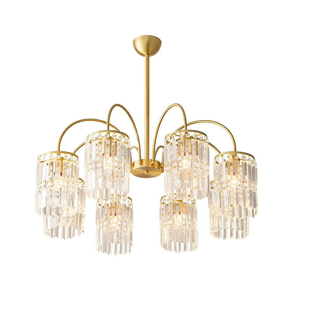 Crystal Shade Copper Curved Arms Luxury Post-Modern Chandelier Light Design