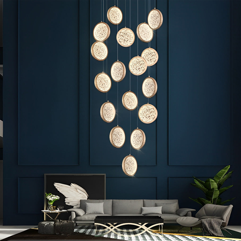 Creative Round Iron Acrylic Three Step Dimming Modern Pendant Lightings
