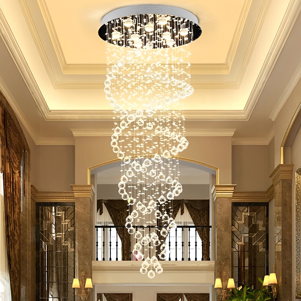 Double Spiral Three Step Dimming LED Modern Staircase Chandelier Light Design