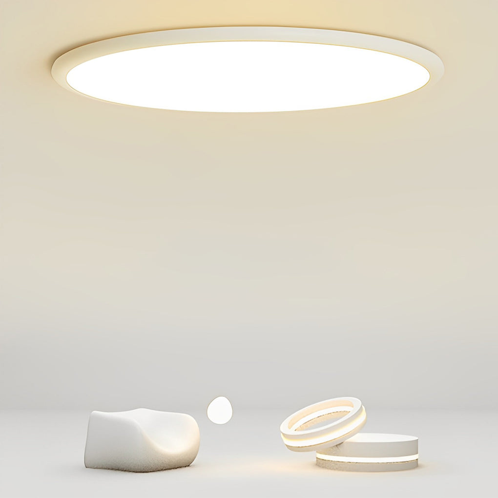 16'' Modern LED Geometric Circle Black Flush Mount Ceiling Lightings with Black White Edge