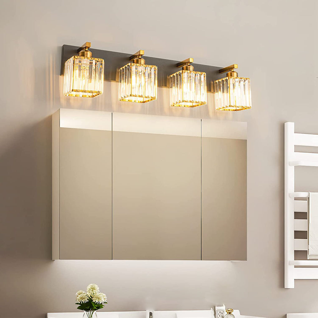 4/5 Square Crystal Luxury Electroplated Metal American Style Wall Lamp - Dazuma