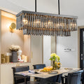 Rectangular Crystal LED 3 Step Dimming Smoke Gray Modern Chandelier - Dazuma