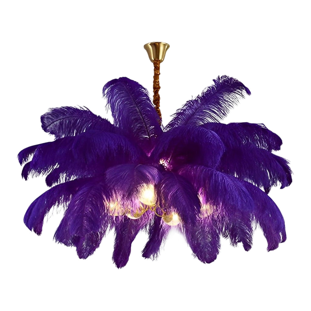 Creative Feathers Copper Ins Nordic Chandelier Flush Mount Ceiling Lighting
