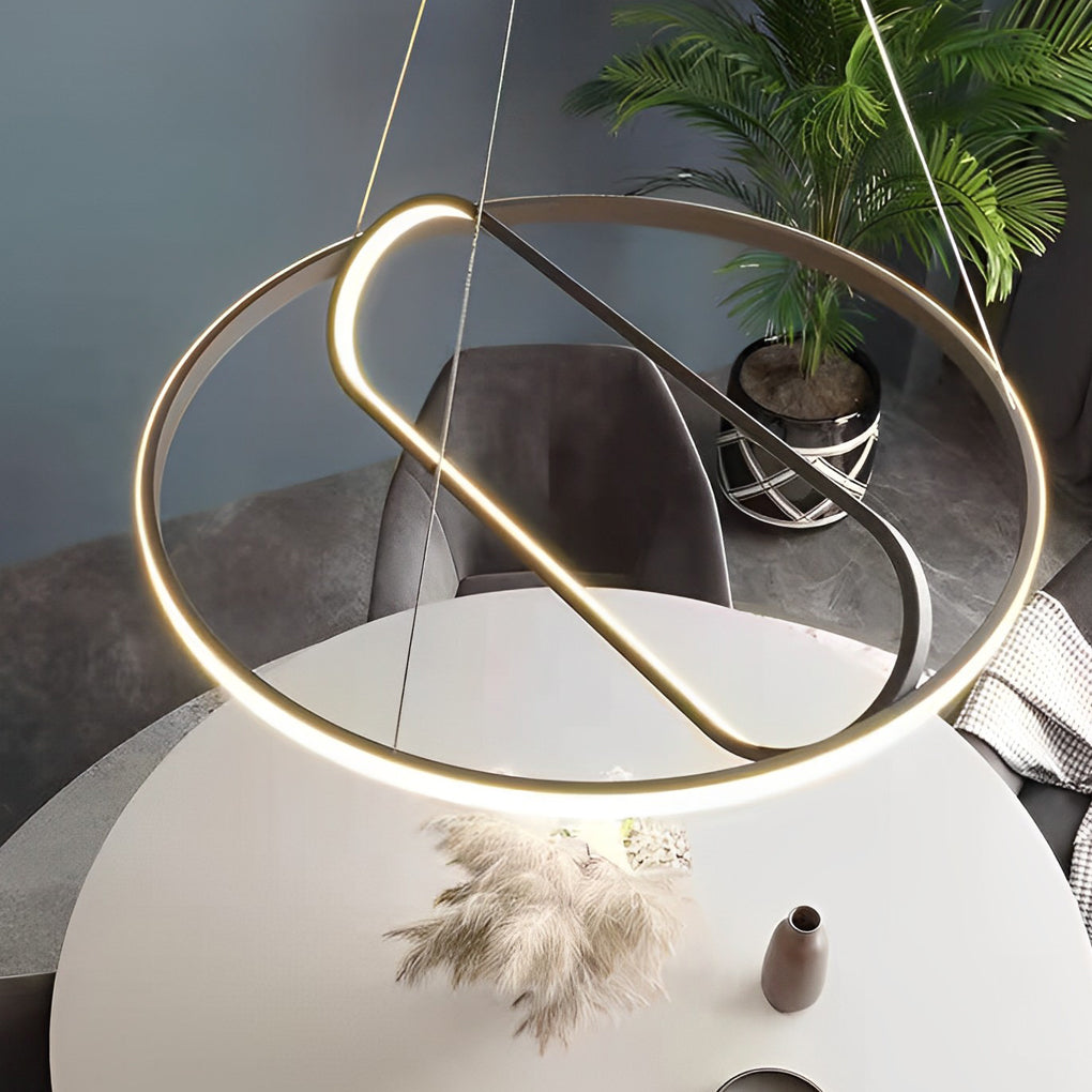 Adjustable Round Oval LED Stepless Dimming Black Modern Chandelier Design