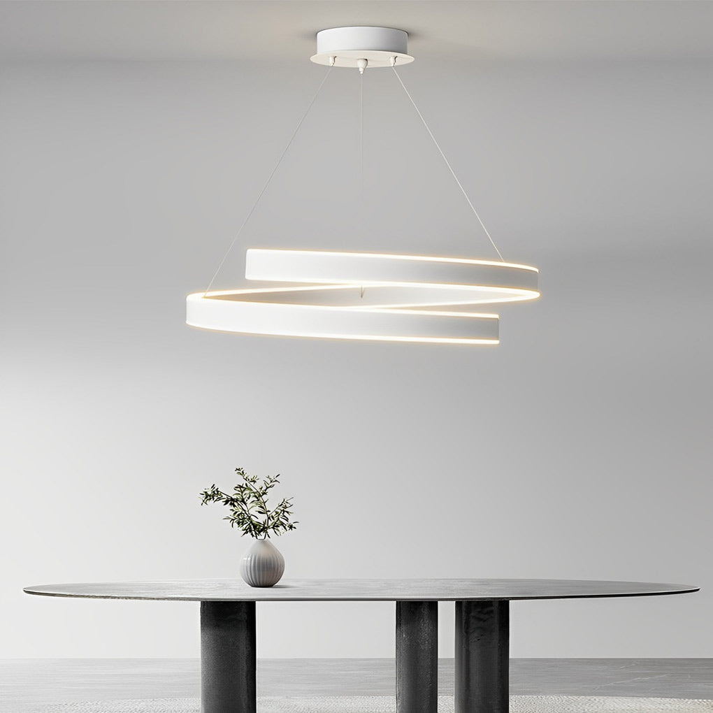 Rotating Ring Creative Three Step Dimming LED White Nordic Chandelier Design