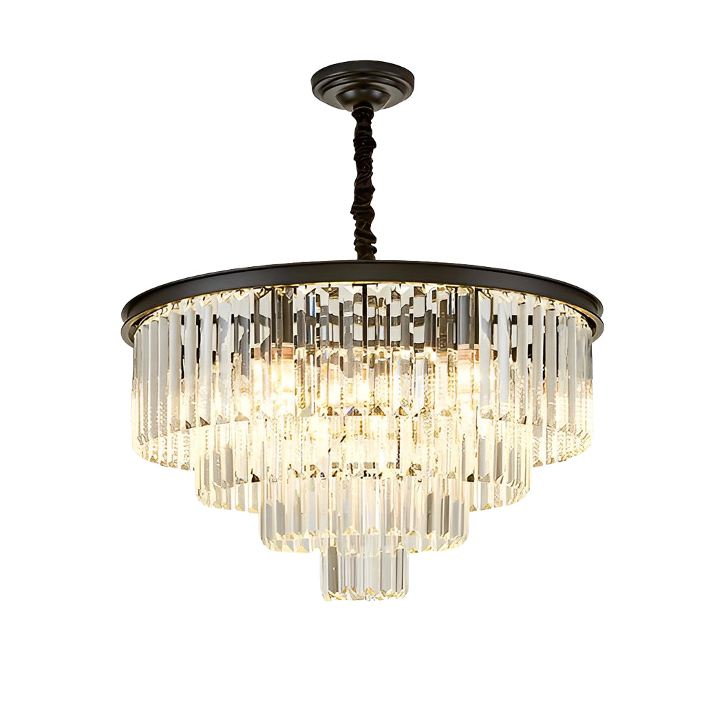 4 Layers Crystal Round Luxury Three Step Dimming Modern Chandelier Design