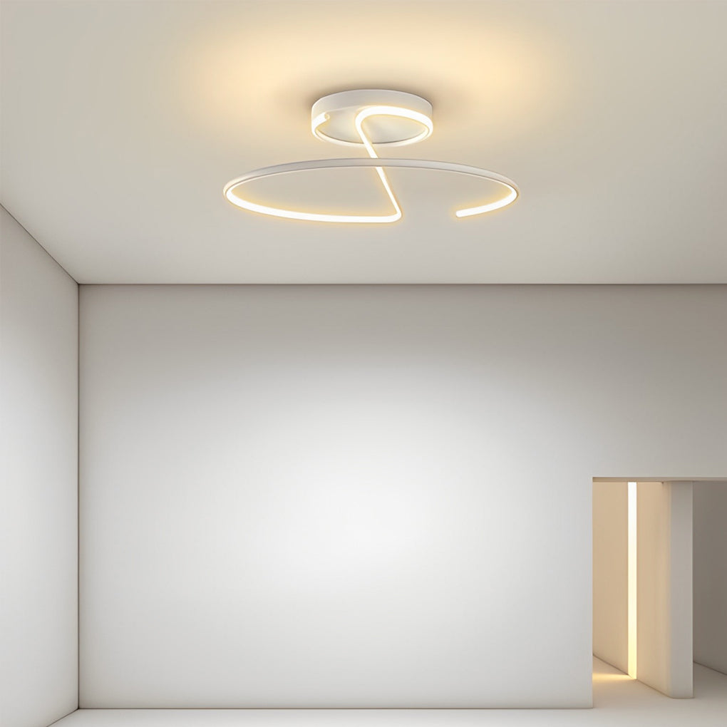 16 inch Sleek Wire-inspired Circular Modern LED Semi Flush Mount Ceiling Lighting