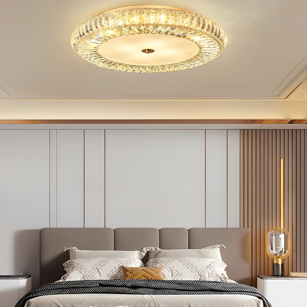 Round Crystal Three Step Dimming Glass Luxury Modern Ceiling Lighting Fixture