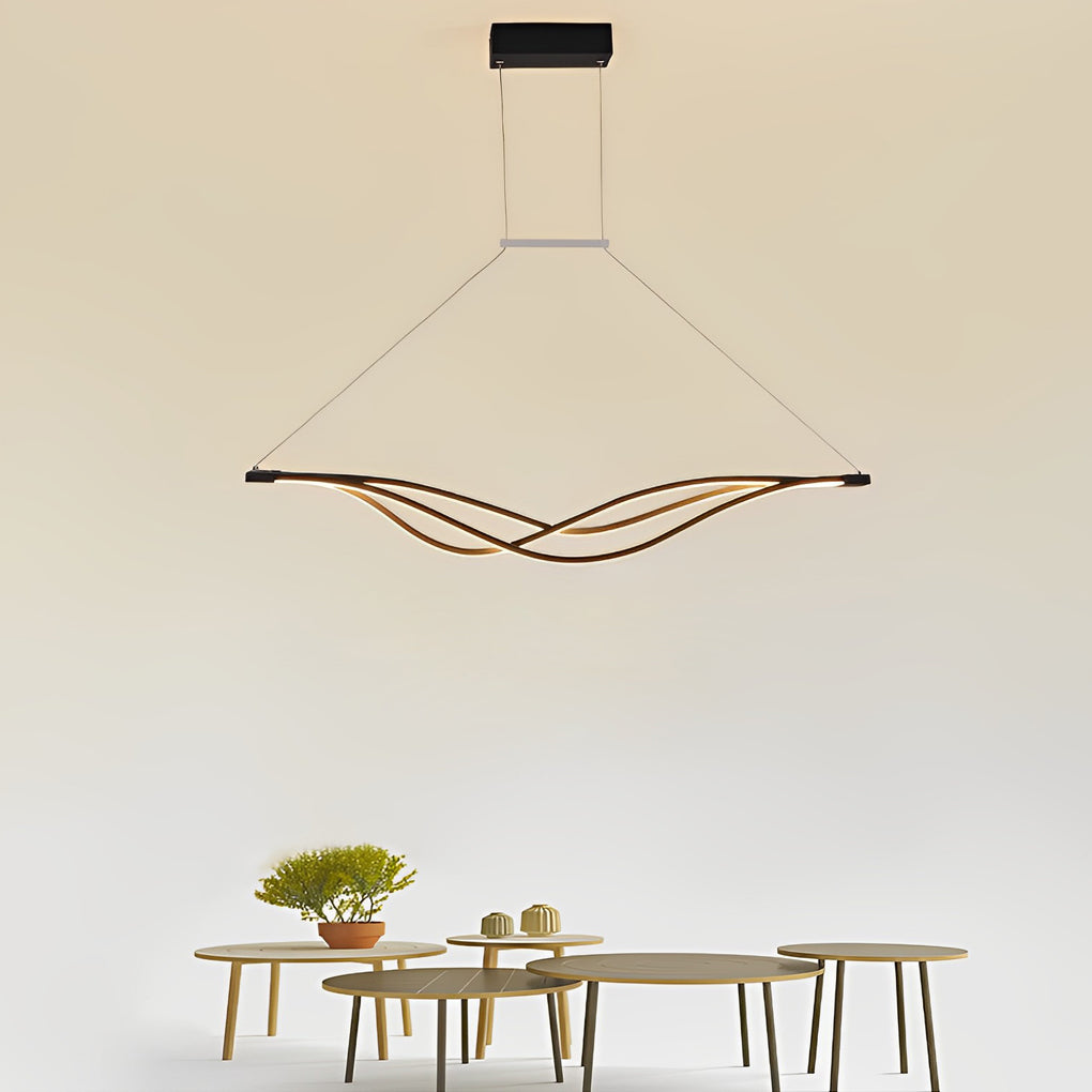 Long Waves Lines Stepless Dimming with Remote Nordic Chandelier Light Design