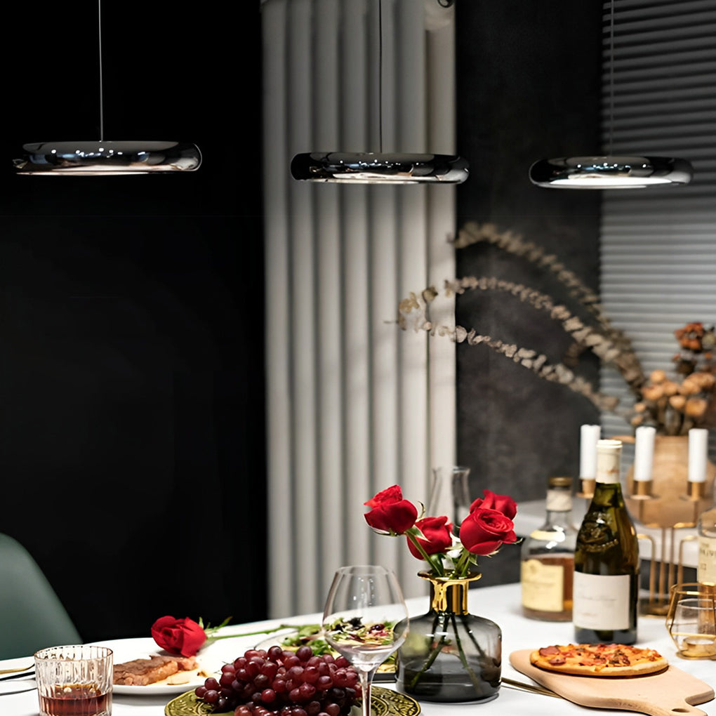 Minimalist Round Mirrored Aluminum Acrylic LED Modern Chandelier Light Design
