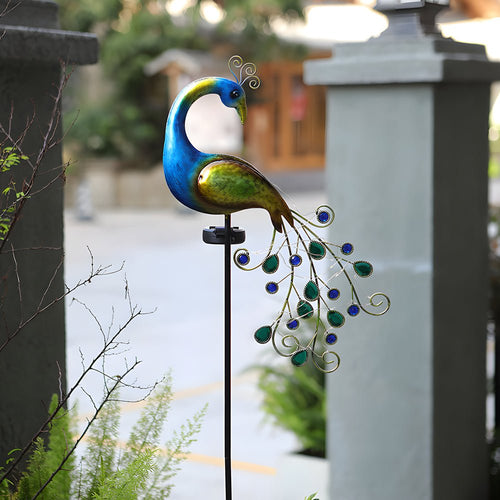 43.7 In. Peacock Solar - Powered Garden Stake - 2 - Pack
