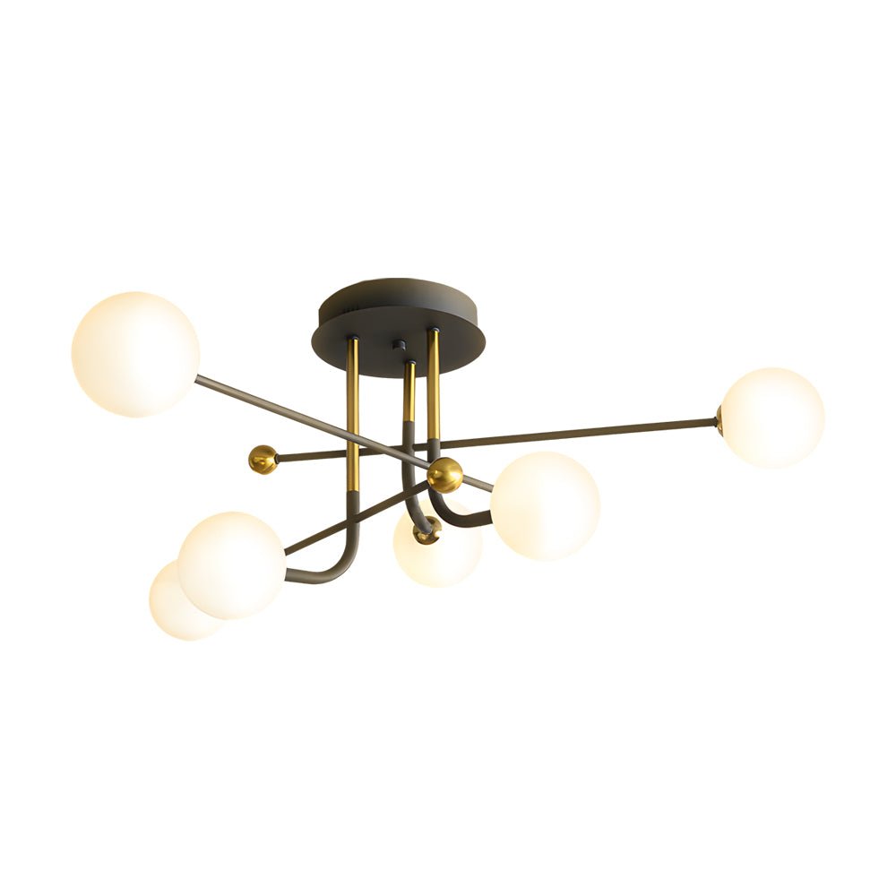 4/6/8 - Light Modern Sputnik Globe Semi - Flush Mount Light with White Glass Shade
