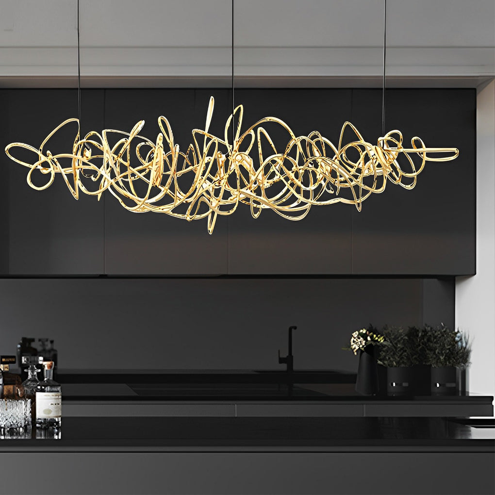 Irregular Creative Electroplate Hardware LED Postmodern Chandelier Design