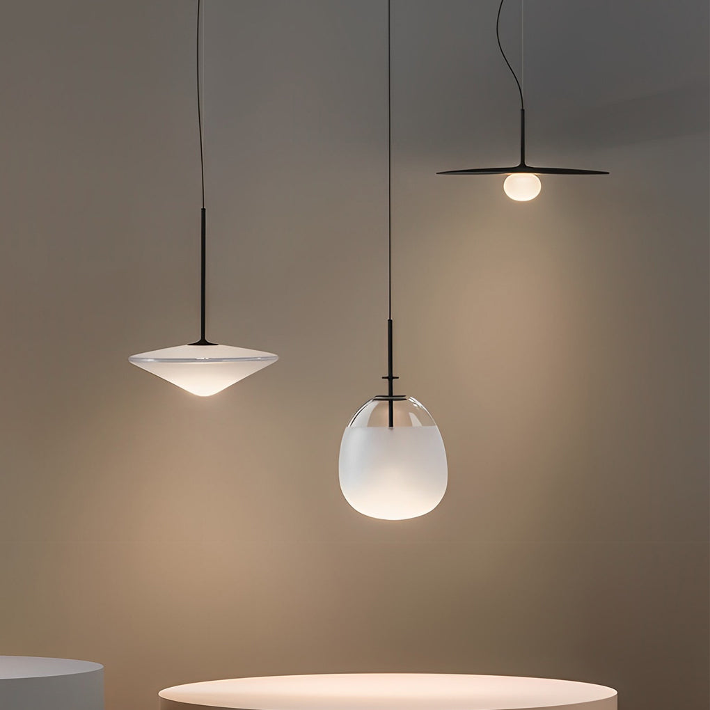 Round Creative Glass Iron LED Black Nordic Pendant Lightinging Chandelier
