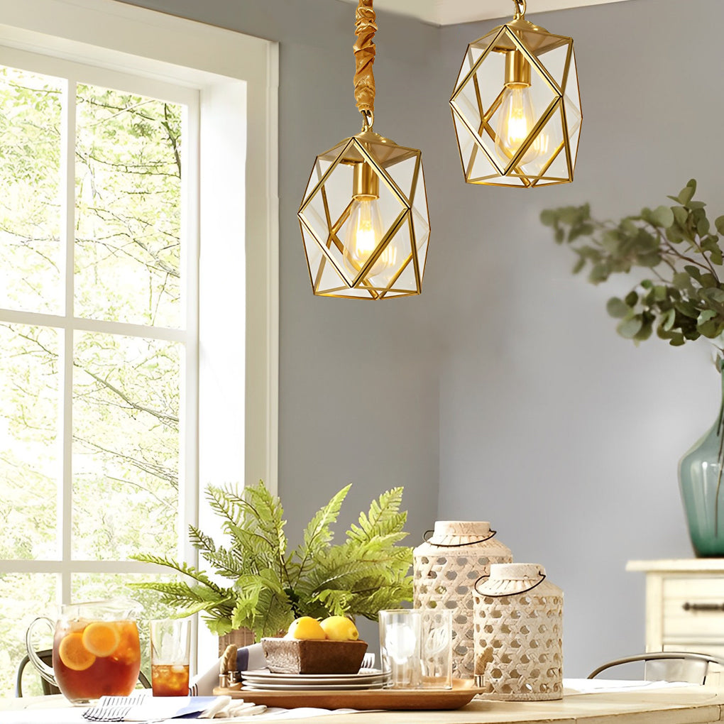 Retro Glass Copper Personality Industrial Style Small Chandelier Light Design