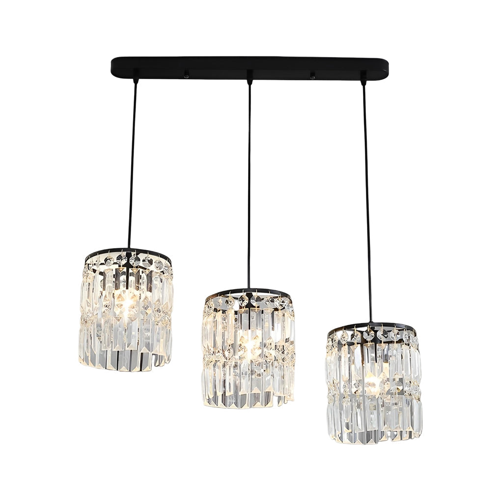Cylindrical Crystal Shade Three Step Dimming Nordic Hanging Lights Fixture Design