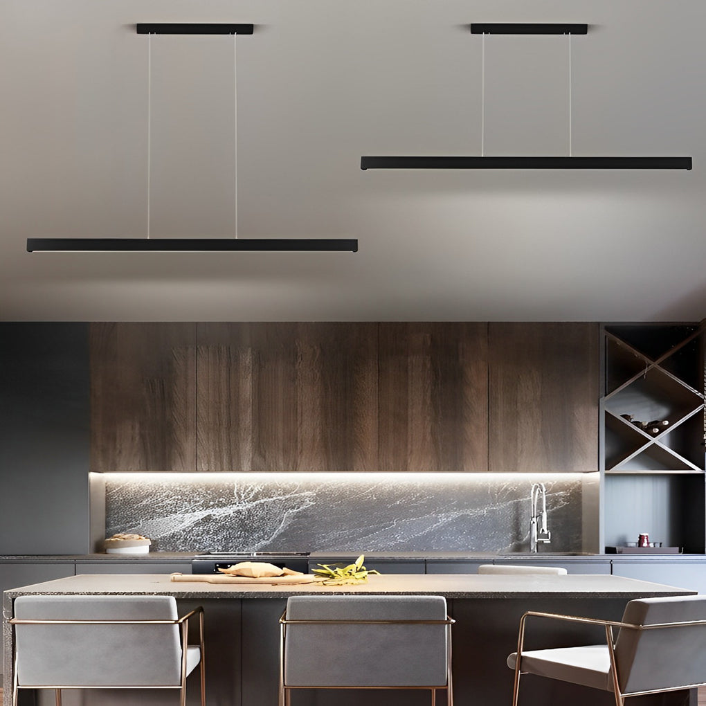 Minimalist Strip Stepless Dimming LED Black Modern Chandelier Pendant Lightings
