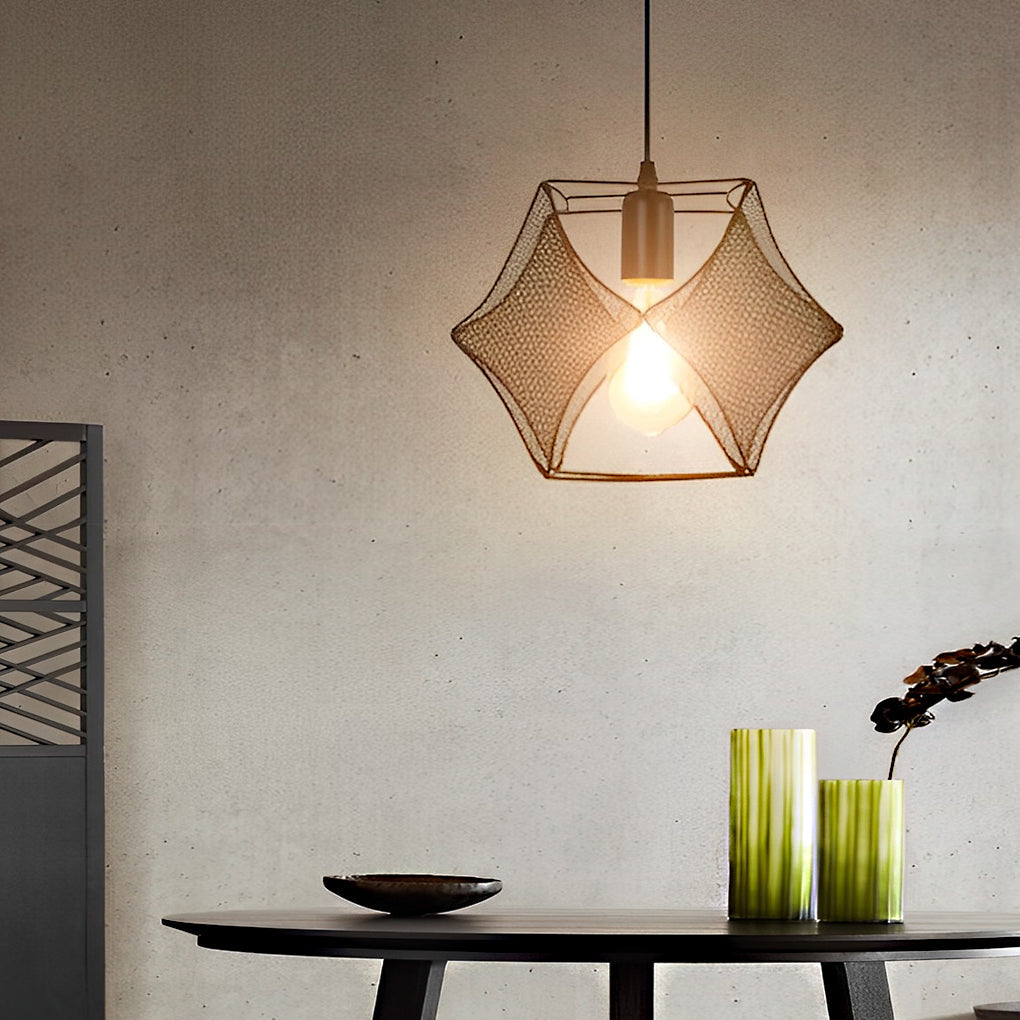 Retro Geometric Iron Mesh Black Industrial Style Chandelier Pendant Light Fixture