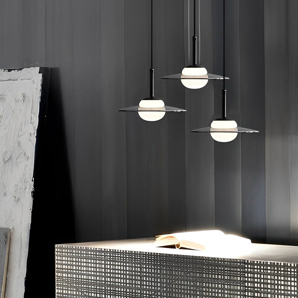 Minimalist Glass UFO LED Black Nordic Chandelier Kitchen Pendant Lightinging