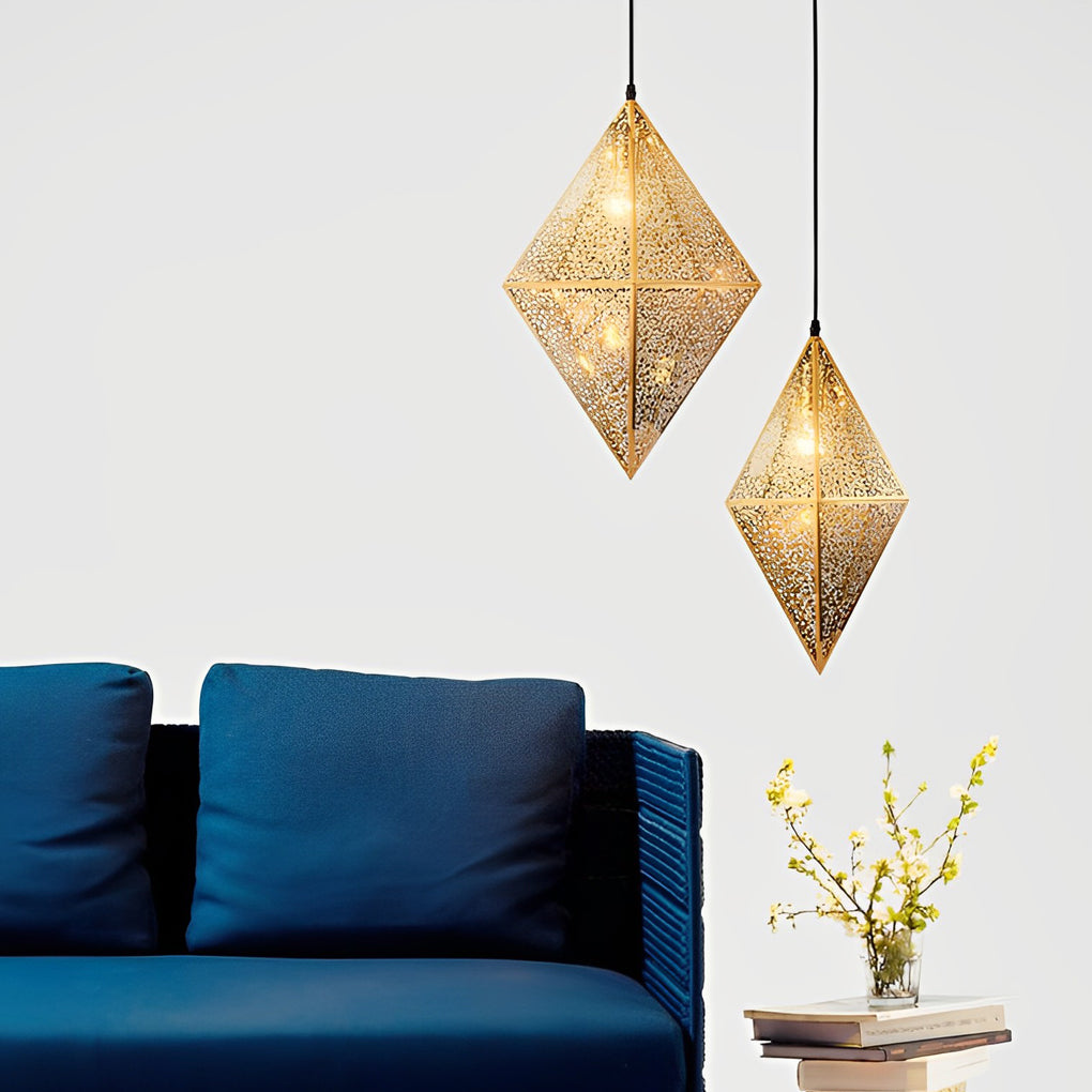 Stainless Steel Geometric Polyhedral Art Hollow Postmodern Chandeliers Design