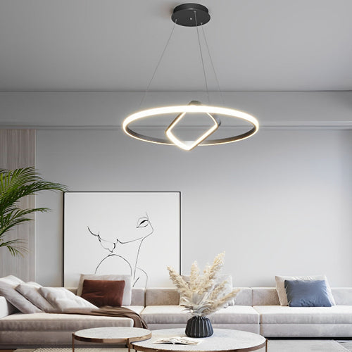 Adjustable Round Oval LED Stepless Dimming Black Modern Chandelier Design
