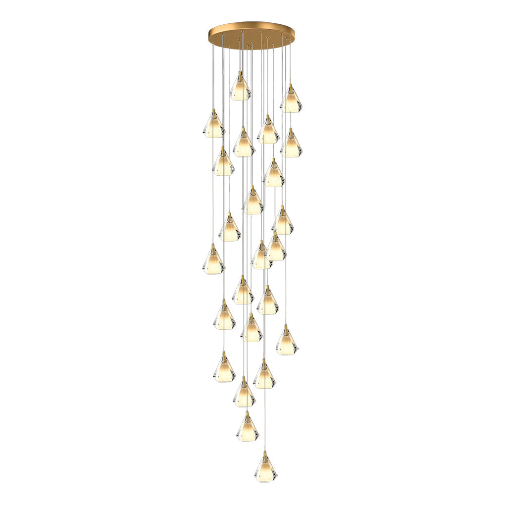 Creative Crystal Shade Three Step Dimming Nordic Staircase Chandelier Design