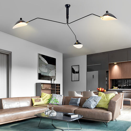 Adjustable Swing Long Light Arm Duckbill Shade Black Modern Chandelier Design