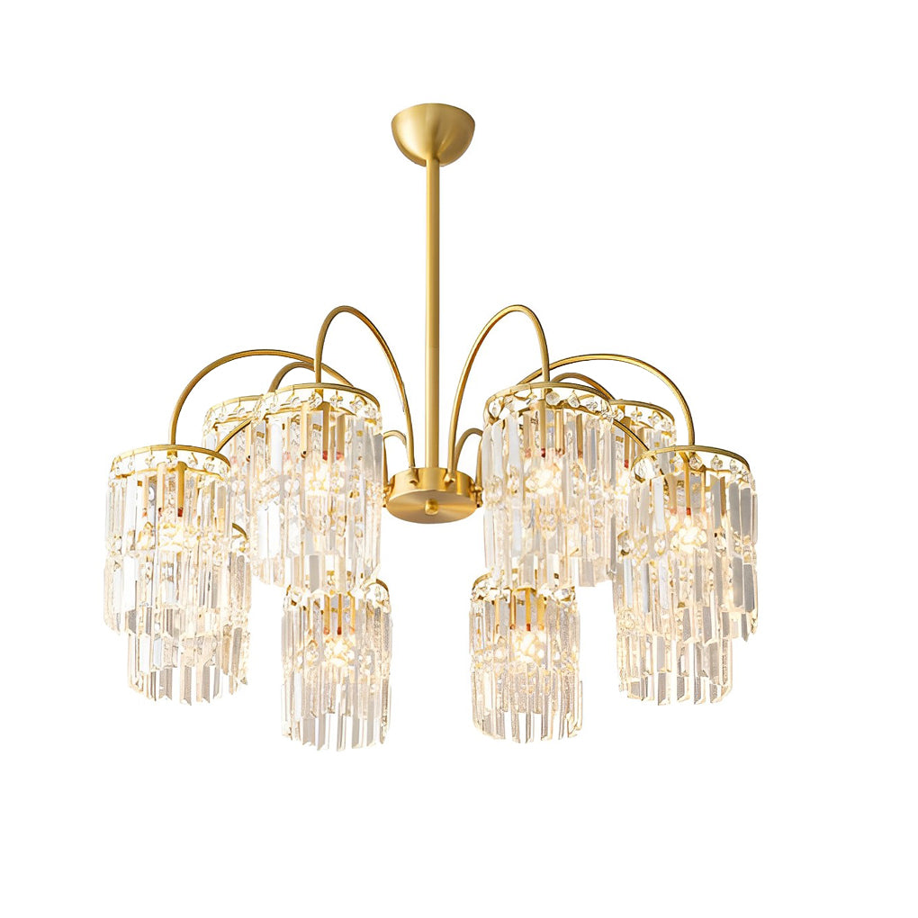 Crystal Shade Copper Curved Arms Luxury Post-Modern Chandelier Light Design