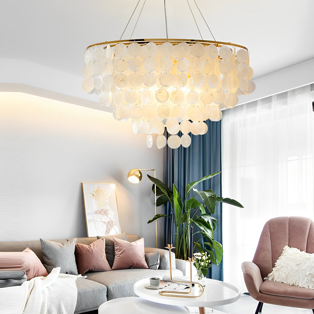 Round Shells Pieces Electroplated Iron LED Nordic Chandelier Pendant Lightings