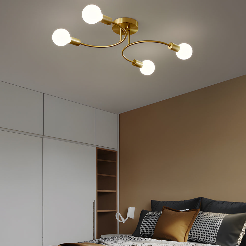 4/6/8-Light Curved Arms White Shade Modern Ceiling Light Fixture - Dazuma