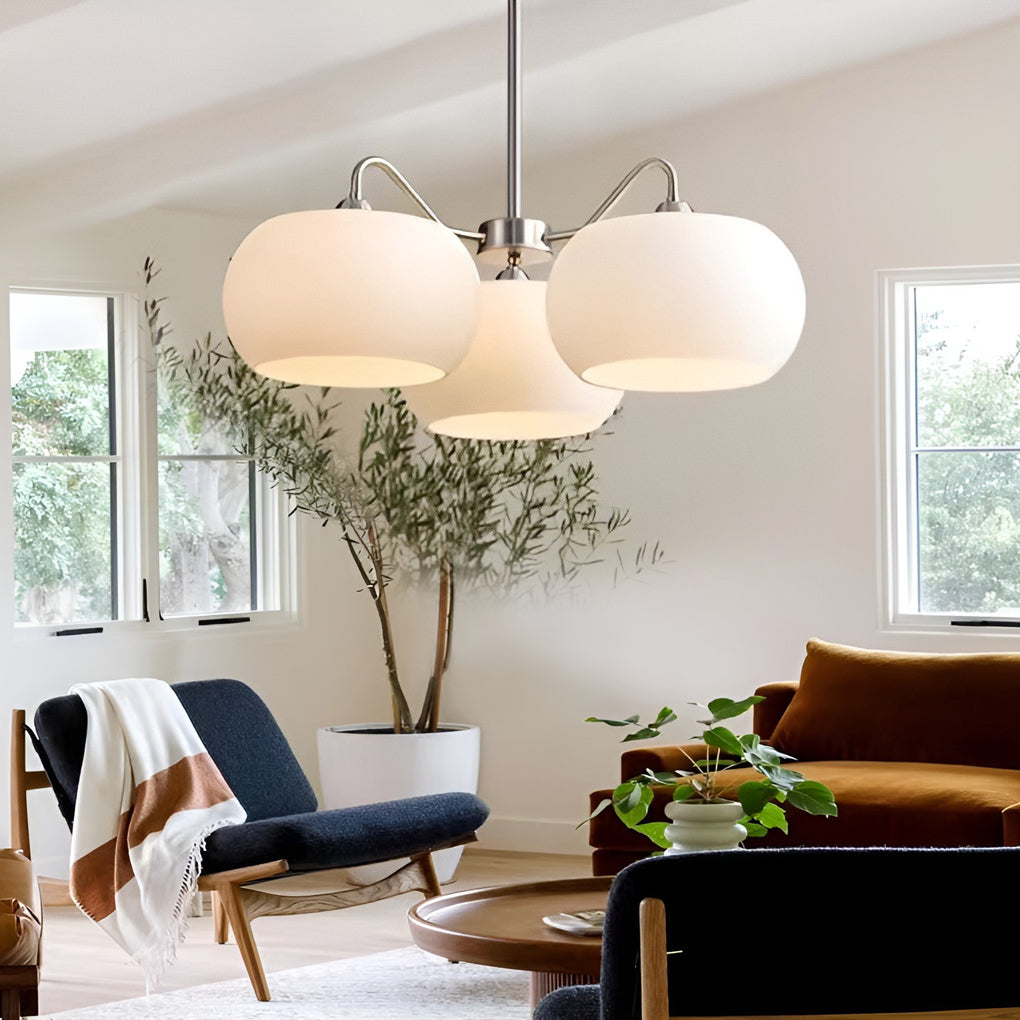 3 Lights Glass E27 White Vintage Chandelier Pendant Light Hanging Light Fixture