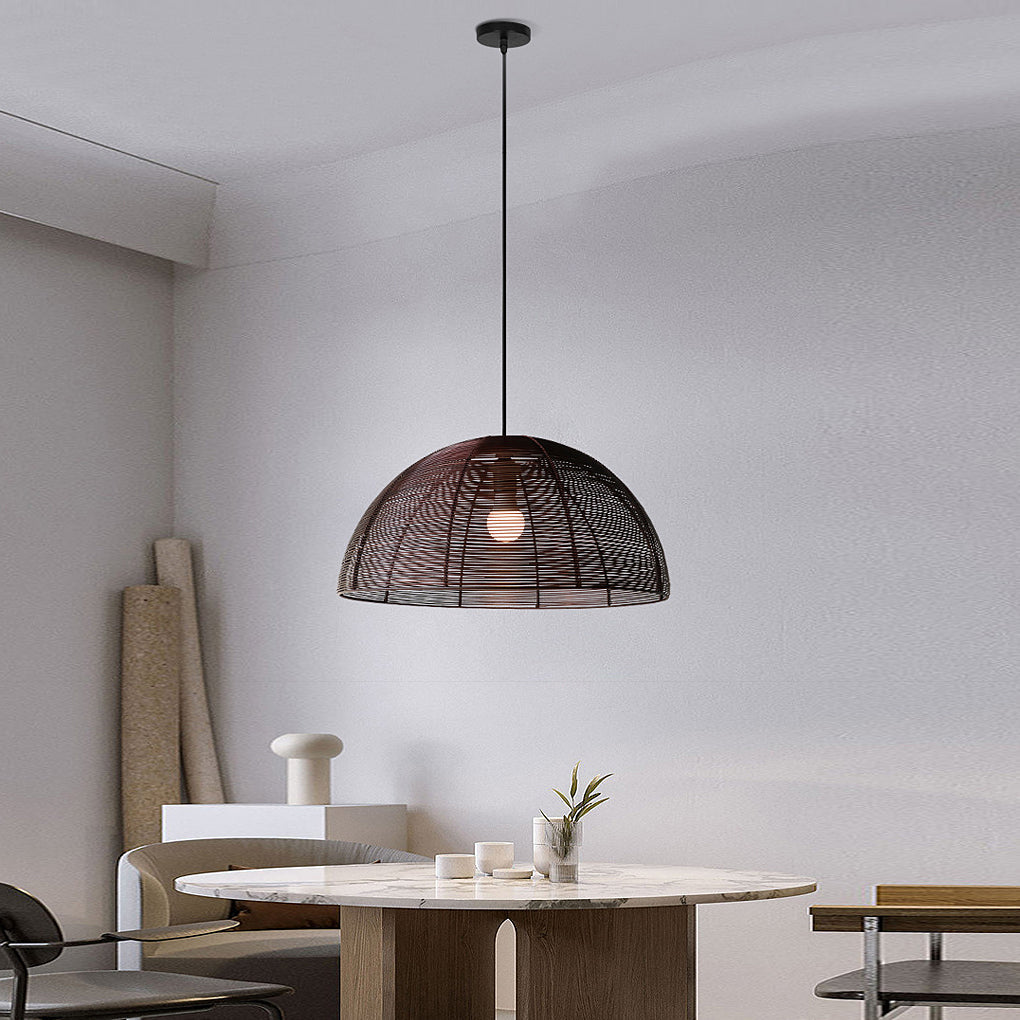 Semicircular Metal Weaving Craft Japanese Style Dining Room Chandelier Design