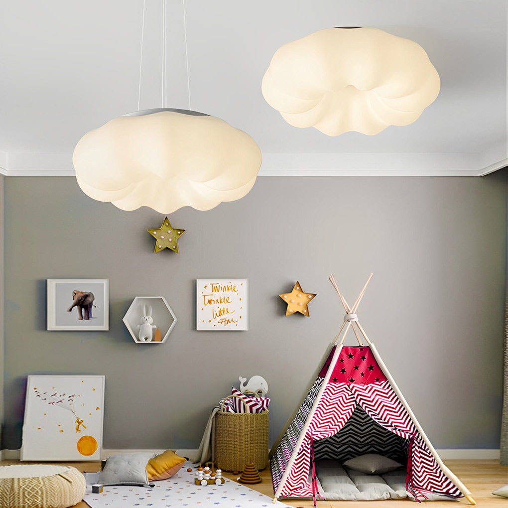 Pumpkin Shape Clouds Stepless Dimming LED White Nordic Ceiling Lightings