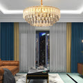 Round Three Step Dimming LED Crystal Strips Postmodern Chandelier Light - Dazuma