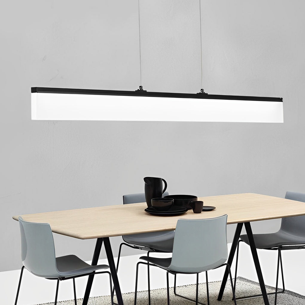 Minimalist Linear Strip Stepless Dimming LED Black Modern Chandelier Design