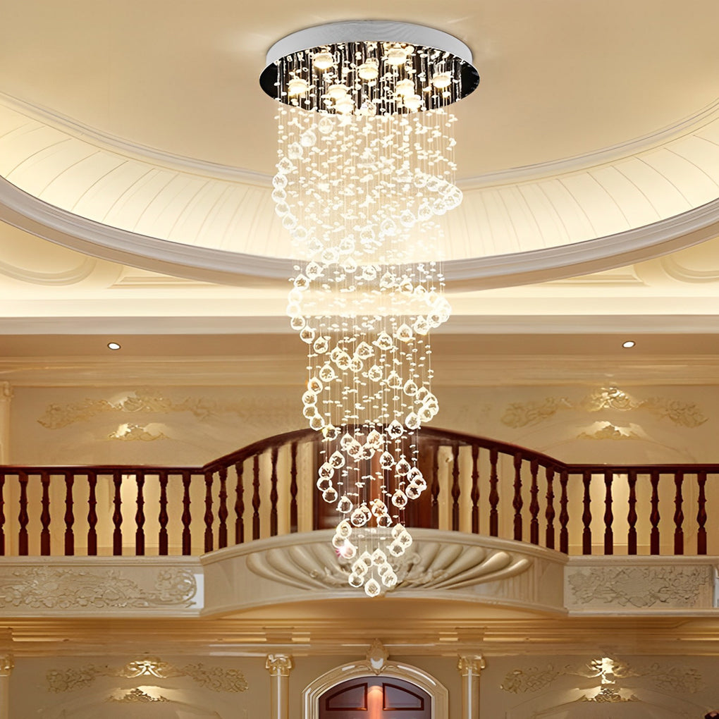 Double Spiral Three Step Dimming LED Modern Staircase Chandelier Light Design