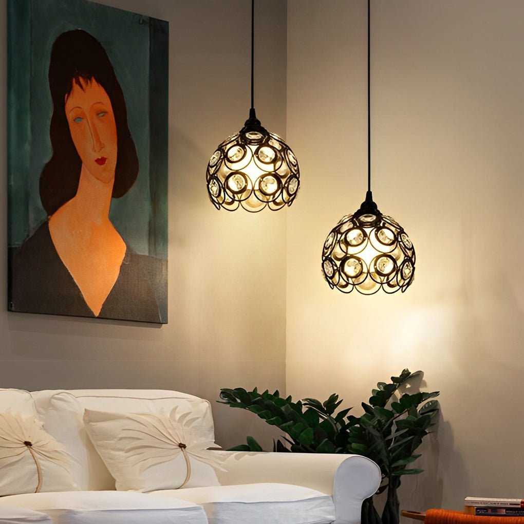 Retro Creative Metal Lantern Cage Shape Industrial Style Chandelier with Button Switch Design