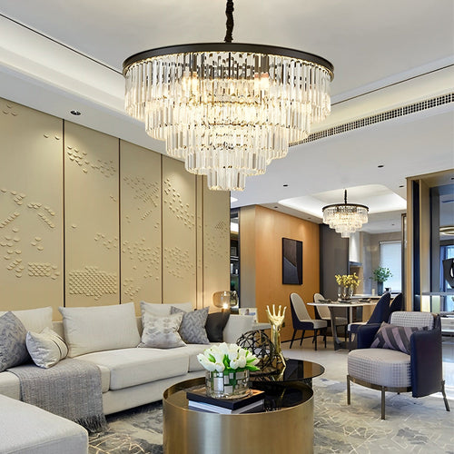 4 Layers Crystal Round Luxury Three Step Dimming Modern Chandelier - Dazuma