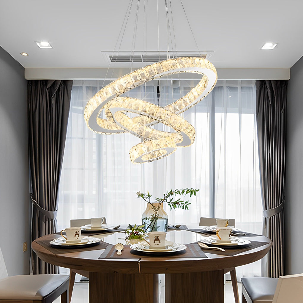 Luxury Crystal LED Chandelier 3-Tier Geometric or Stacked LED Pendant light Design
