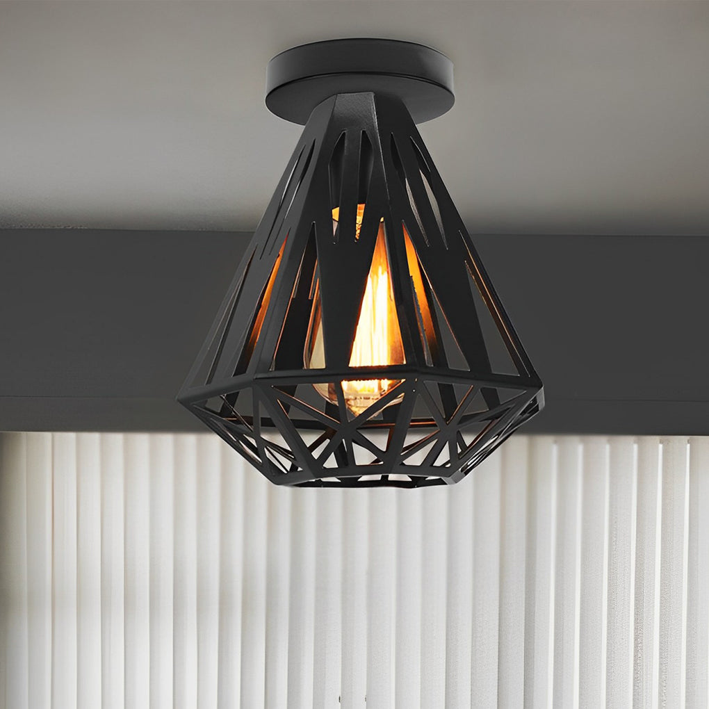 Retro Personality Iron Cage LED American Style Ceiling Lighting Fixture